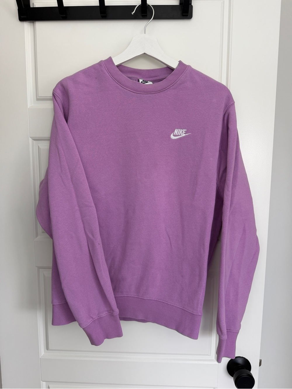 Nike Women's Purple Crewneck Sweatshirt with White Logo